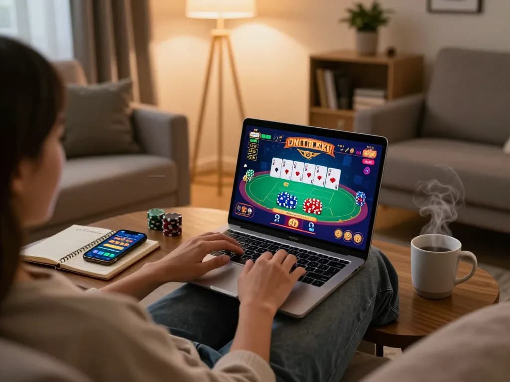 Engaging in strategic gameplay on link fly88 while enjoying a cozy home atmosphere