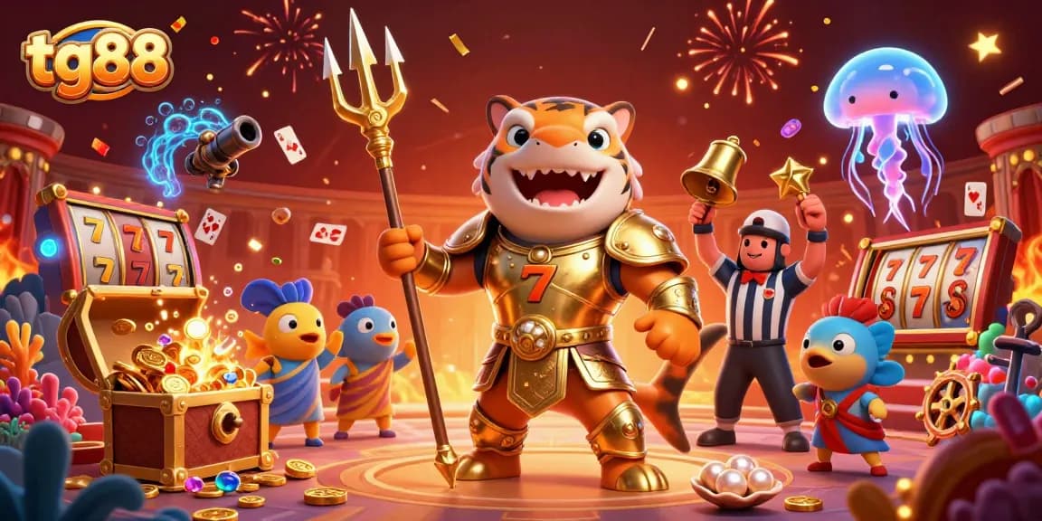 Engage in thrilling gameplay with tg88 amid colorful slot reels and a vibrant underwater scene.