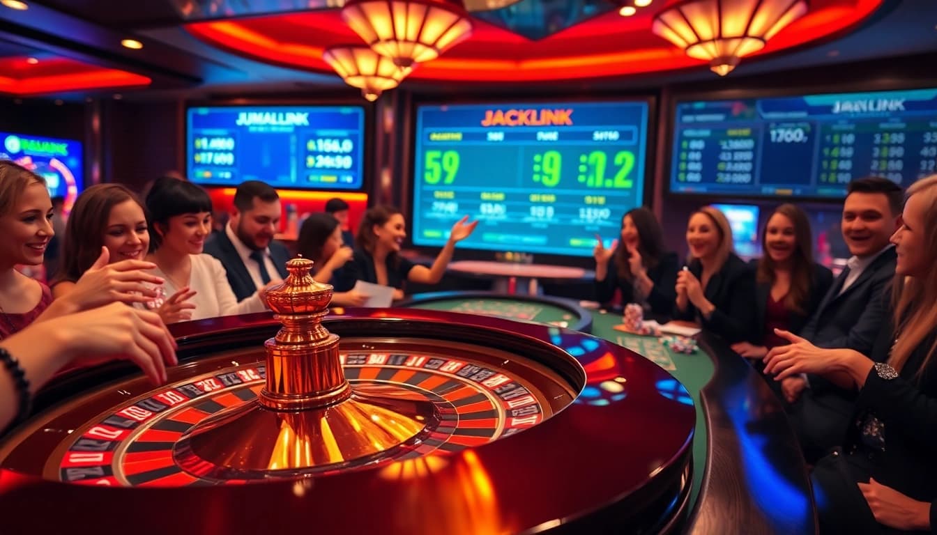 Experience the thrill of JUMLAH BACKLINK at a luxurious casino roulette table.