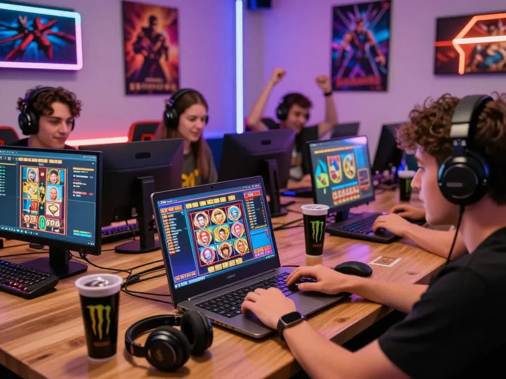 Exciting TT88 online gaming community scene with players enjoying digital casino games in vibrant settings.