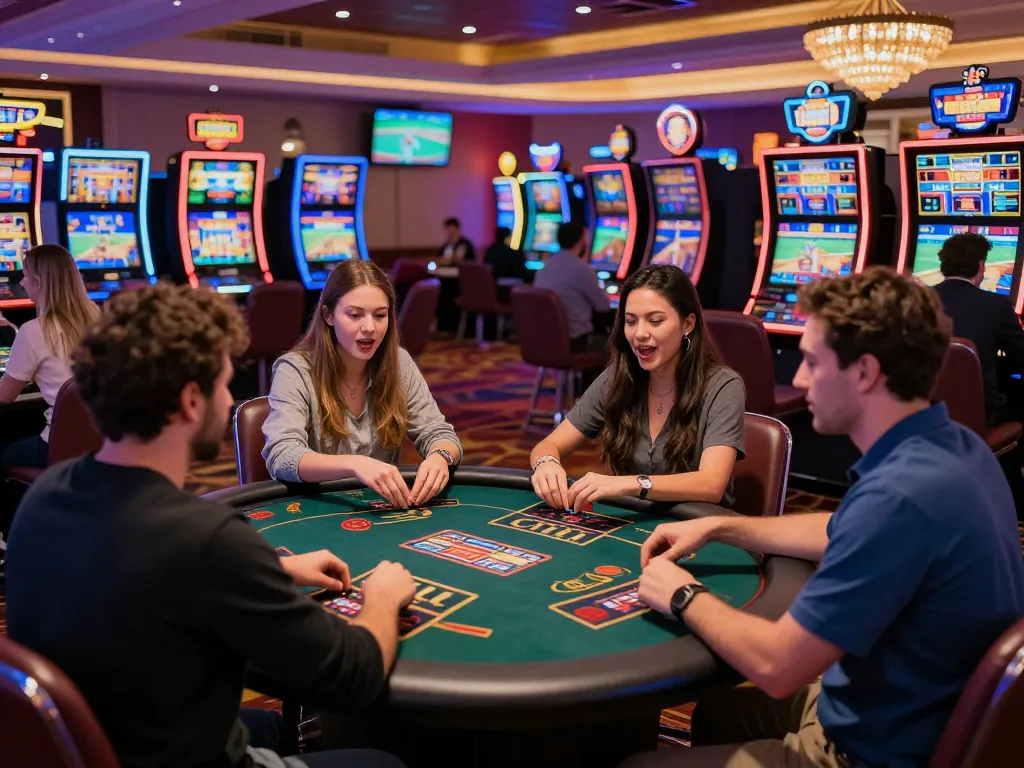 Players engaging with casino games at 789P, showcasing excitement and vibrant atmosphere.