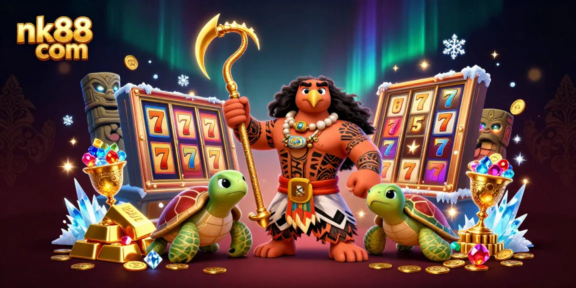 Engage in exciting gameplay at nk88 com, featuring a vibrant casino scene with dynamic characters and rich rewards.