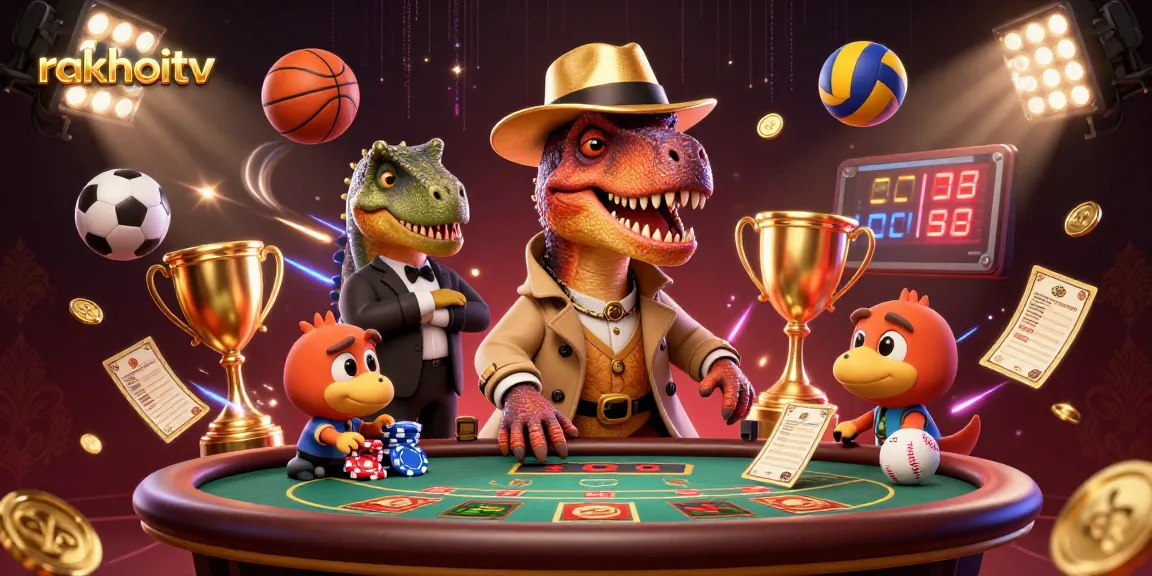 Experience thrilling gameplay at rakhoitv with a velociraptor card counter, depicting sports betting excitement.