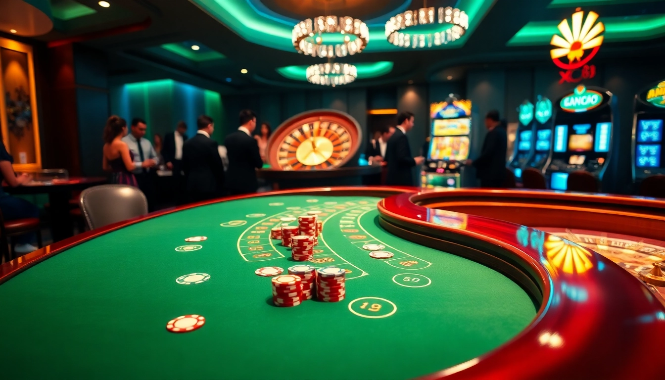 Exciting baccarat gameplay at XX88 casino with colorful chips and cards.