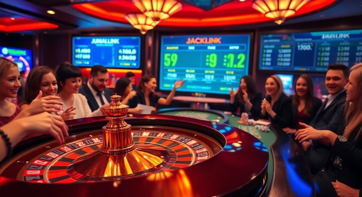 Experience the thrill of JUMLAH BACKLINK at a luxurious casino roulette table.