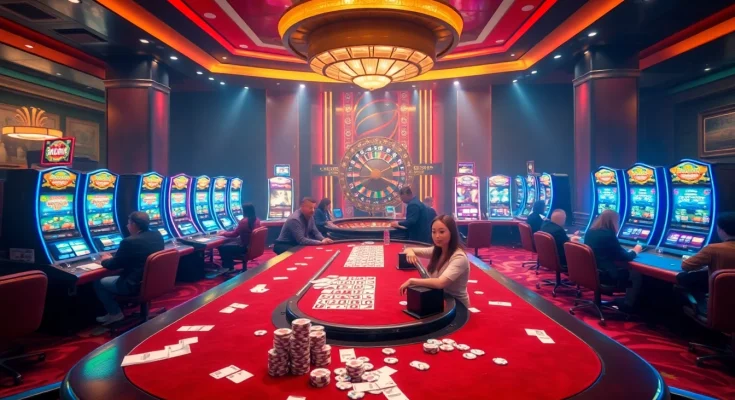 Nohu90 players enjoying a lively online casino environment with colorful slot machines and exciting games.