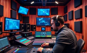 Engaging in online audio mastering at a sophisticated studio with advanced equipment.