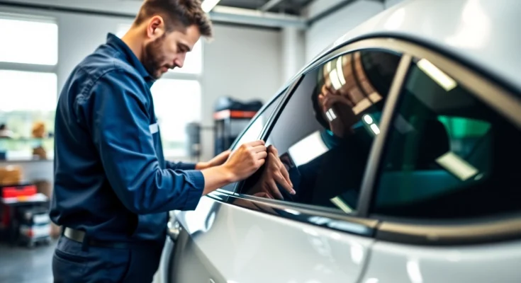 Apply auto window tint near me for enhanced privacy and style in a professional setting.