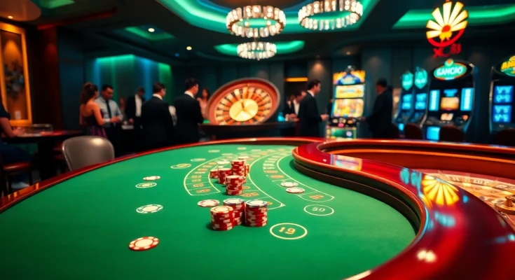 Exciting baccarat gameplay at XX88 casino with colorful chips and cards.