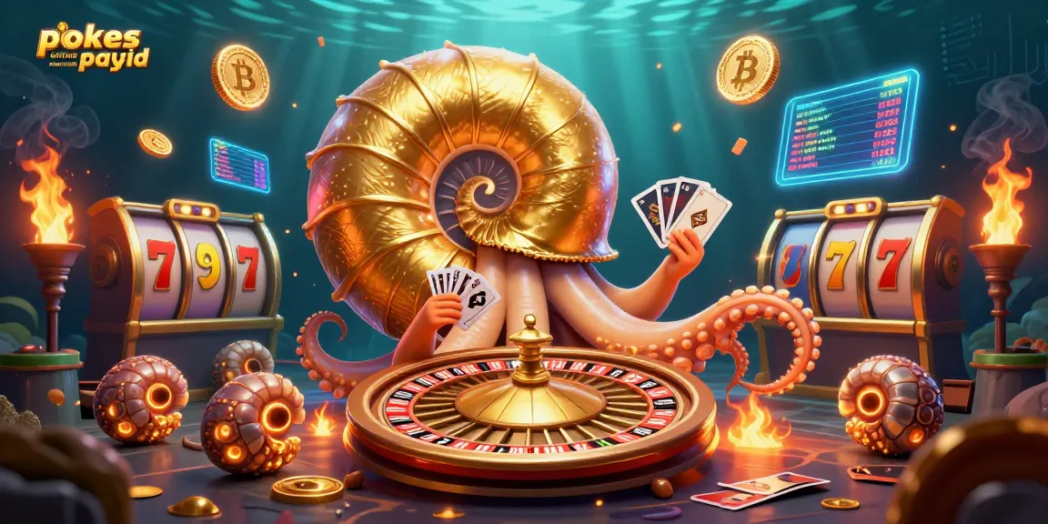 Engage with online pokies Australia PayID featuring a giant ancient nautilus and vibrant game elements.